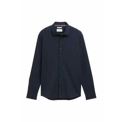 Afbeelding van TOM Tailor Overhemd, Heren, Maat: 3XL, Navy tonal squared structure