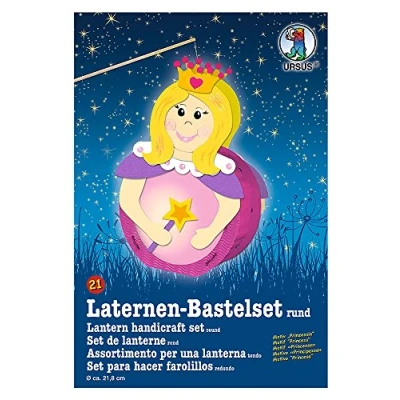 Afbeelding van Ursus 18700021 Lantaarns knutselset, prinses, ca. 21,8 x 21 10,3 cm, diameter inclusief sjabloon met knutselhandleiding, om zelf vorm te geven, ideaal voor de volgende lantaarnloop