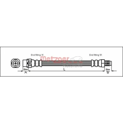 Afbeelding van METZGER 4110044 Remslang 357mm M10 x 1