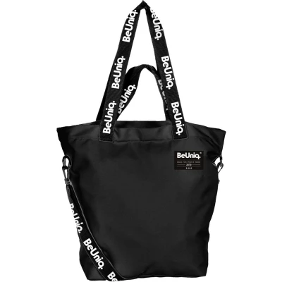 Afbeelding van BeUniq schoudertas 49x41x19 cm zwart shopper strandtas