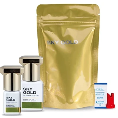 Afbeelding van SKY Gold Wimperlijm Glue (5ml, dekselkleur: goud) wimperverlenging lange houdbaarheid ultra sterke grip wimpers nieuwe lijm van