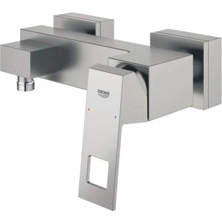 Afbeelding van Grohe eurocube douchemengkraan wand eengreeps 2 gats met s koppelingen 150mm g1 supersteel 23145dc0