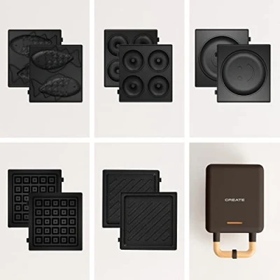 Afbeelding van PACK STONE 2 in 1 COMPACT Wafel en Grill Sandwich Maker + Taiyaki Plaat Pannenkoek Donuts Zwart