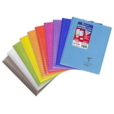 Afbeelding van Clairefontaine 356401C Koverbook spiraalschrift 17x22 cm 80 blad geruit Séyès Wit papier 90 g Polypro omslag Willekeurige kleur