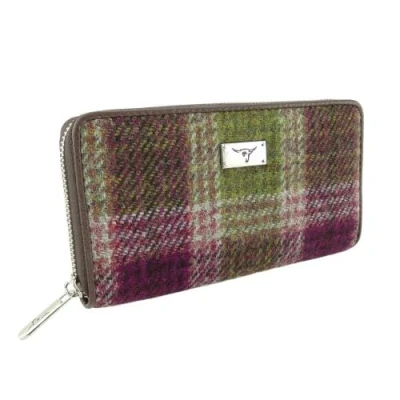 Afbeelding van Dames Portemonnee Staffa Heide Paars en Groen (Heather) Harris Tweed muntvak met rits Glen App