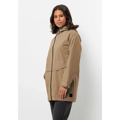 Afbeelding van Jack Wolfskin Mainkai LONG Parka, Dames, Maat: Large, Sand storm