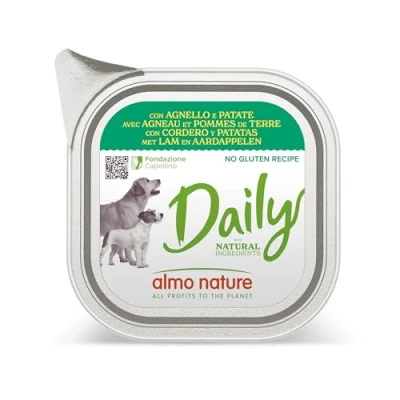 Afbeelding van almo nature Daily Natvoer voor honden met lam en aardappelen, zonder gluten, verpakking van 32 stuks (32 x 100 g)