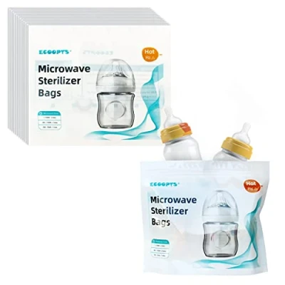 Afbeelding van ECOOPTS 12 Count Magnetron Stoomsterilisator Zakken Herbruikbare Micro Stoomzakken voor Babyflessen en Borstpomp Sterilisator Onderdelen