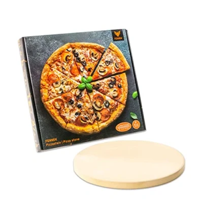 Afbeelding van FENNEK XL pizzasteen Ø 320 mm dikte: 20 voor oven, steenoven, houtskoolgrill, gasgrill etc. gemaakt van hittebestendig cordieriet pizza, tarte flambée, brood enz