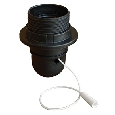 Afbeelding van Tibelec 823020 lamphouder met schroefdraad, trekschakelaar en ring, E27, zwart