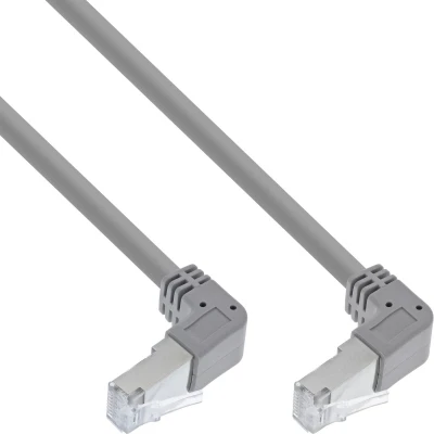 Afbeelding van InLine Patchkabel 2 zijdig schuin onder, S/FTP (PiMf), Cat.6, 250MHz, PVC, koper, grijs, 1,75m (S/FTP, CAT6, 1.75 m), Netwerkkabel