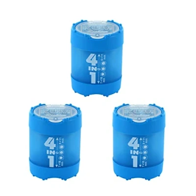 Afbeelding van KUM AZ1028316 B Puntenslijper met houder 4in1 blauw, 3 stuks, Click Clack sluiting, kunststof