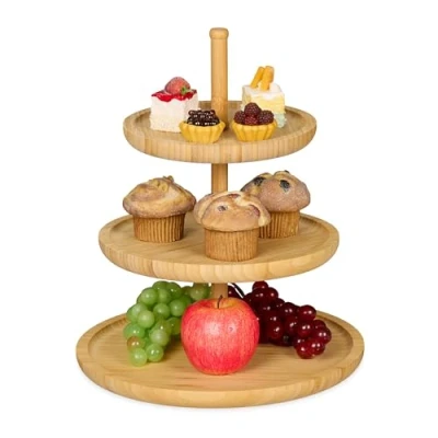 Afbeelding van Relaxdays Etagere 3 laags Bamboe
