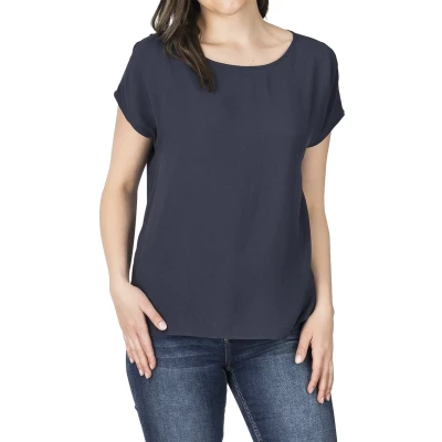 Afbeelding van DENIMFY Dames Blouse DFJule regular fit Blauw XXL Ronde Hals Volwassenen
