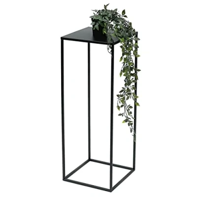 Afbeelding van DanDiBo Bloemenkruk, metaal, zwart, vierkant, 50 70 cm, bloemenstandaard, bijzettafel, 96315, bloemenzuil, moderne plantenstandaard, plantenkruk (70 cm)