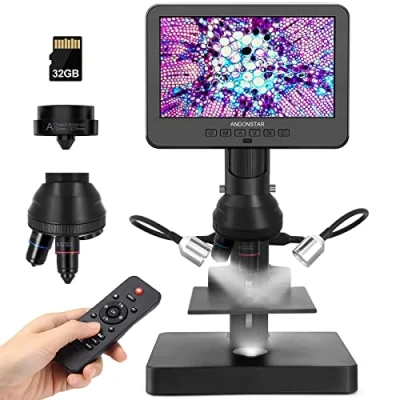 Afbeelding van Andonstar AD246S P HDMI digitale microscoop met 7 inch scherm, 4000 x 3 lens 2160p UHD video opname, muntmicroscoop voor foutmunten, biologische microscoopkit volwassenen en kinderen