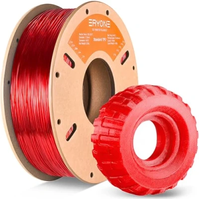 Afbeelding van ERYONE TPU filament 1,75 mm, 3D printerfilament, 0,5 kg, 1 spoel, 0,05 transparant rood