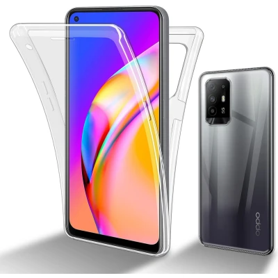 Afbeelding van Cadorabo Hoesje geschikt Voor Oppo A94 5G in TRANSPARANT 360 Full Body Case Cover Beschermhoes en achterbescherming, all round bescherming met displaybescherming