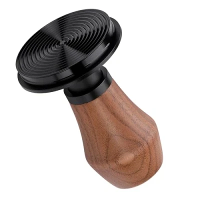 Afbeelding van Normcore 53,3 mm Espresso Coffee Tamper V4 Veerbelaste stamper met titanium PVD coating rimpelbasis 15 lbs/25 lbs/20 lbs vervangende veren, echt Amerikaans walnoot handvat