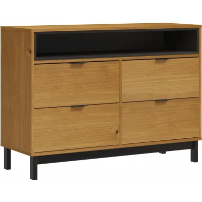 Afbeelding van vidaXL Ladekast FLAM 110x40x80 cm massief grenenhout