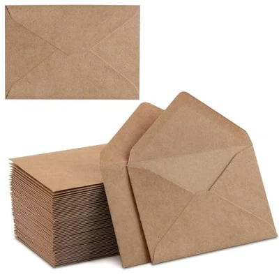 Afbeelding van PALUDO 100 Stuks Kraftpapier Enveloppen 13,5 x 18,5 cm 130 g/m² Puntklepp nat Lijmen, Gerecyclede voor Wenskaarten Verjaardagskaarten Uitnodigingen, Bruin