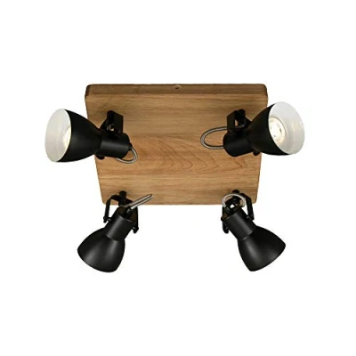 Afbeelding van Briloner Leuchten ARBO plafondlamp spot draaibaar 4 lichts GU10 max. 35W Materiaal: hout en Metaal Kleur: zwart