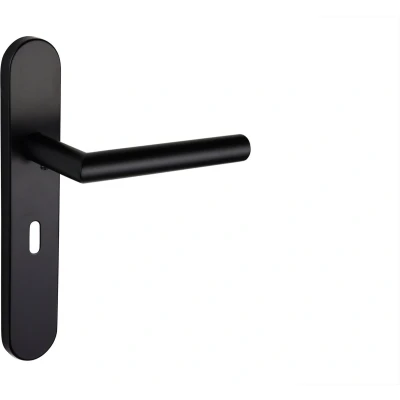 Afbeelding van Lavuzo deurkruk Mantua Zwart met afgerond schild SL56 Per set