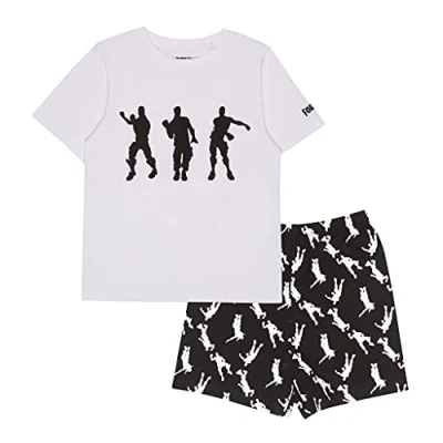 Afbeelding van Fortnite Tanzen Emotes Jungen Short Pyjama Set Weiß Schwarz 134 PS4 PS5 Xbox Gamer Geschenke, Schule PJs, Kinderkleidung, Kindergeburtstags Geschenk Idee
