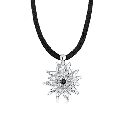 Afbeelding van Elli Dames halsketting met hanger Edelweiß WIESN 925 sterling zilver kristallen wit