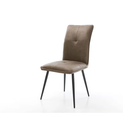 Afbeelding van Gestoffeerde stoel Maddy Flex 4 poot conisch zwart taupe vintage golfvering