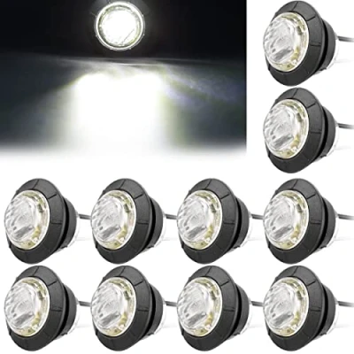 Afbeelding van LeKaufen 10 x ronde led zijlichten voor auto, 1,9 cm, zijmarkeringslichten, 12 V, 24 positielichten vrachtwagen, aanhanger, camper, caravan, wit