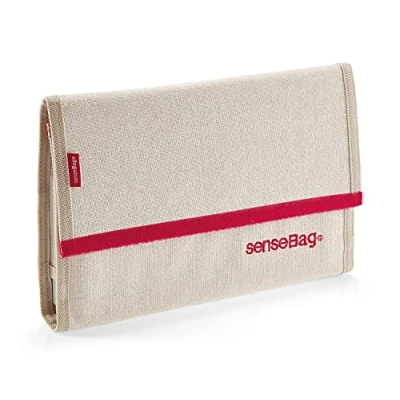 Afbeelding van senseBag Wallet cream voor 24 markers, zwarte tas van afwasbare polyester stof, met opgestikte pennenvakken