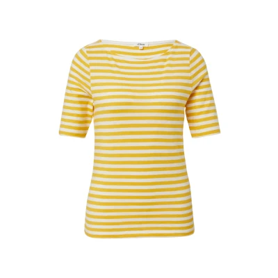 Afbeelding van s.Oliver Gestreiftes MIT FLAM Struktur Tshirt print, Dames, Maat: 40, Zitrone