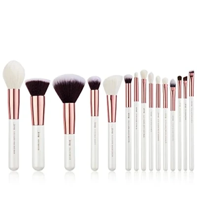 Afbeelding van Jessup 15 stuks make upkwasten en foundation in professionele kwaliteit, upset voor houdbasis, poeder, lippen, contouren schaduwen, parelkleur wit roségoud T220