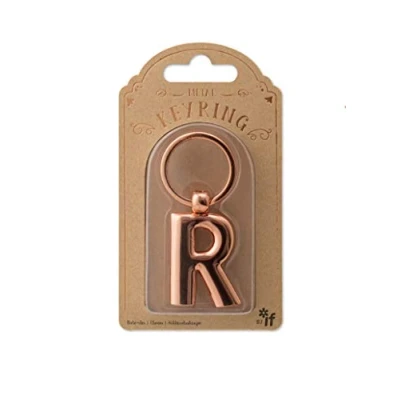 Afbeelding van IF Metalen Letter Sleutelhanger Gepersonaliseerde Alfabet Letters Rose Goud R