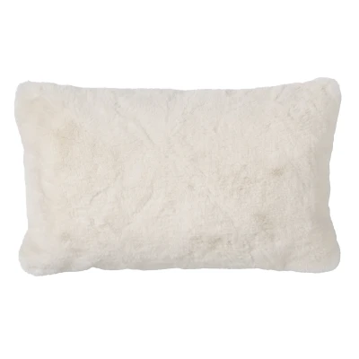 Afbeelding van Dutch Decor ZAYA Sierkussen 30x50 cm bontlook effen kleur Snow White wit