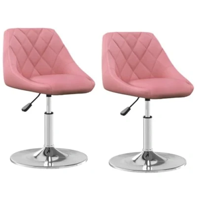 Afbeelding van vidaXL Eetkamerstoelen draaibaar 2 st fluweel roze