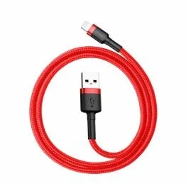 Afbeelding van Baseus Cafule stevig geweven Lightning kabel 0,5m Rood/Zwart