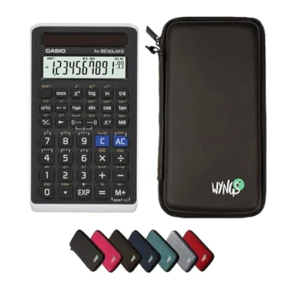 Afbeelding van Casio fx 82 Solar II inclusief een WYNGS beschermhoes in zwart Basispakket