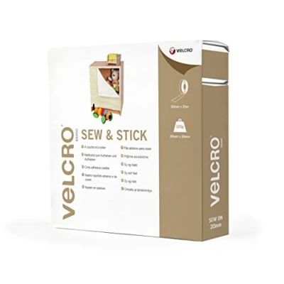 Afbeelding van VELCRO® Sew&amp;Stick klittenband met haken en lussen 20 mm x 25 m wit
