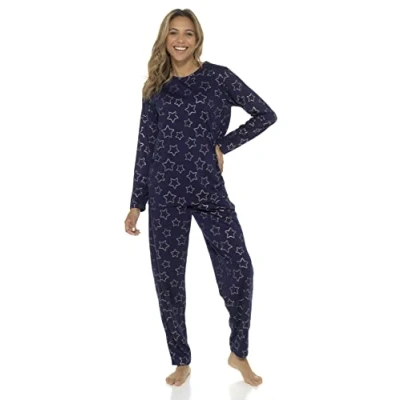 Afbeelding van Slumber Hut® Jersey pyjama dames en meisjes cockapoo hond katten of sterren patroon bedrukte pyjama&#039;s voor vrouwen kinderen grijs marineblauw bijpassende maten,