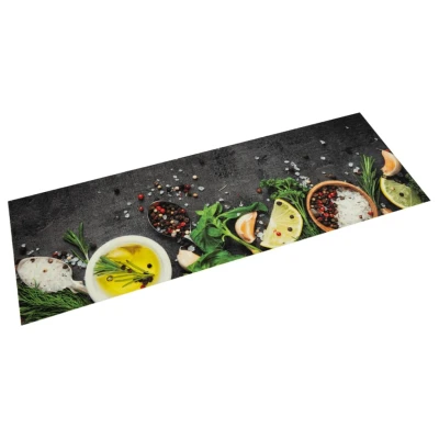 Afbeelding van Keukenmat wasbaar kruidenprint 45x150 cm fluweel