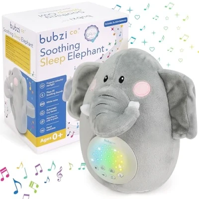 Afbeelding van Baby Soother Huil Geactiveerde Sensor Speelgoed Olifant Wit Ruis muziekdoos, Peuter Slaaphulp Nachtlicht, Unieke Meisje Cadeaus &amp; Jongen Cadeaus, Draagbare muziekdoosjes