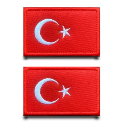Afbeelding van 2 stuks Turkije vlagpatches klittenband tactische militaire patches, patches met klittenbandsluiting airsoft patch voor rugzakken kleding jas tassen badge