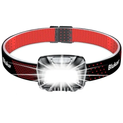 Afbeelding van Blukar Hoofdlamp, oplaadbaar, 2000 l, superhelder, licht, krachtige led zaklamp met bewegingsmelder, 6 verlichtingsmodi, IPX5, waterdicht, 30 uur looptijd voor hardlopen, kamperen, noodgevallen, rood