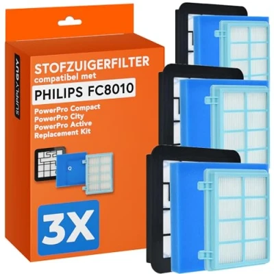 Afbeelding van Supply Guy 3 Filters compatibel met Philips PowerPro Active/Power Pro Compact/Power City filter stofzuiger 3000 series 5000 voor FC9331/09 FC9332/09 FC8010/02