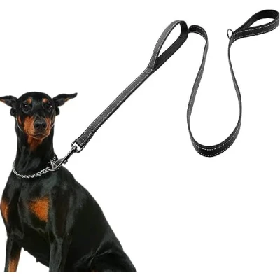 Afbeelding van HRYSPN Hondenriem voor grote honden, reflecterende nylon riem, gevoerd neopreen handriemen, dubbele handgreep, geschikt middelgrote tot 150 x 2,5 cm.