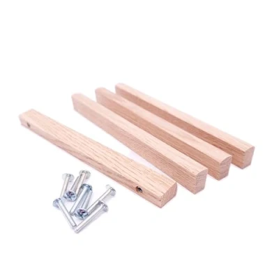 Afbeelding van JOWE Meubelgrepen van hout, incl. schroeven, 4 stuks handgrepen natuurlijk eiken, vorm: trapezium met boog, boorafstand 128 mm