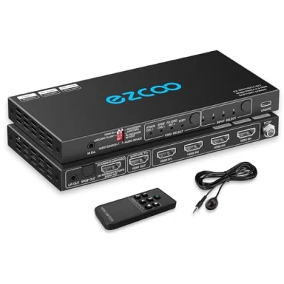 Afbeelding van 4 K 120Hz HDMI 2.1 Schakelaar 4x1 eARC Audio Extractor VRR ALLM HDCP2.3 ARC HDR10 CEC SPDIF Optische en 3.5mm Out,HDMI Switcher IN 1OUT IR Afstandsbediening D olby Digitale EDID voor PS5 XBOX