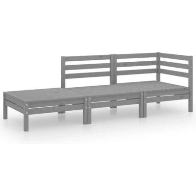 Afbeelding van 3 delige Loungeset massief grenenhout grijs